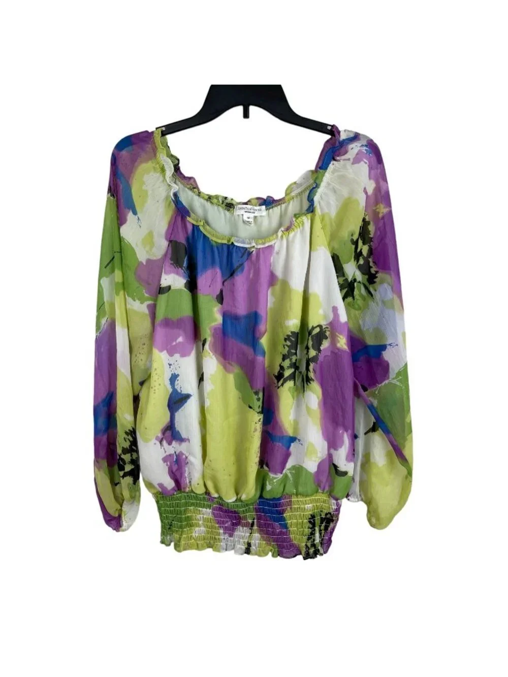 John Paul Richard Women Abstract Print Smocked Blouse Size 1X